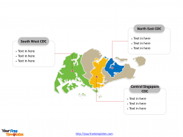Singapore Political map labeled with major Community Development Councils (CDCs)
