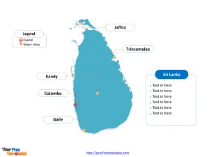 Sri Lanka Outline map labeled with cities