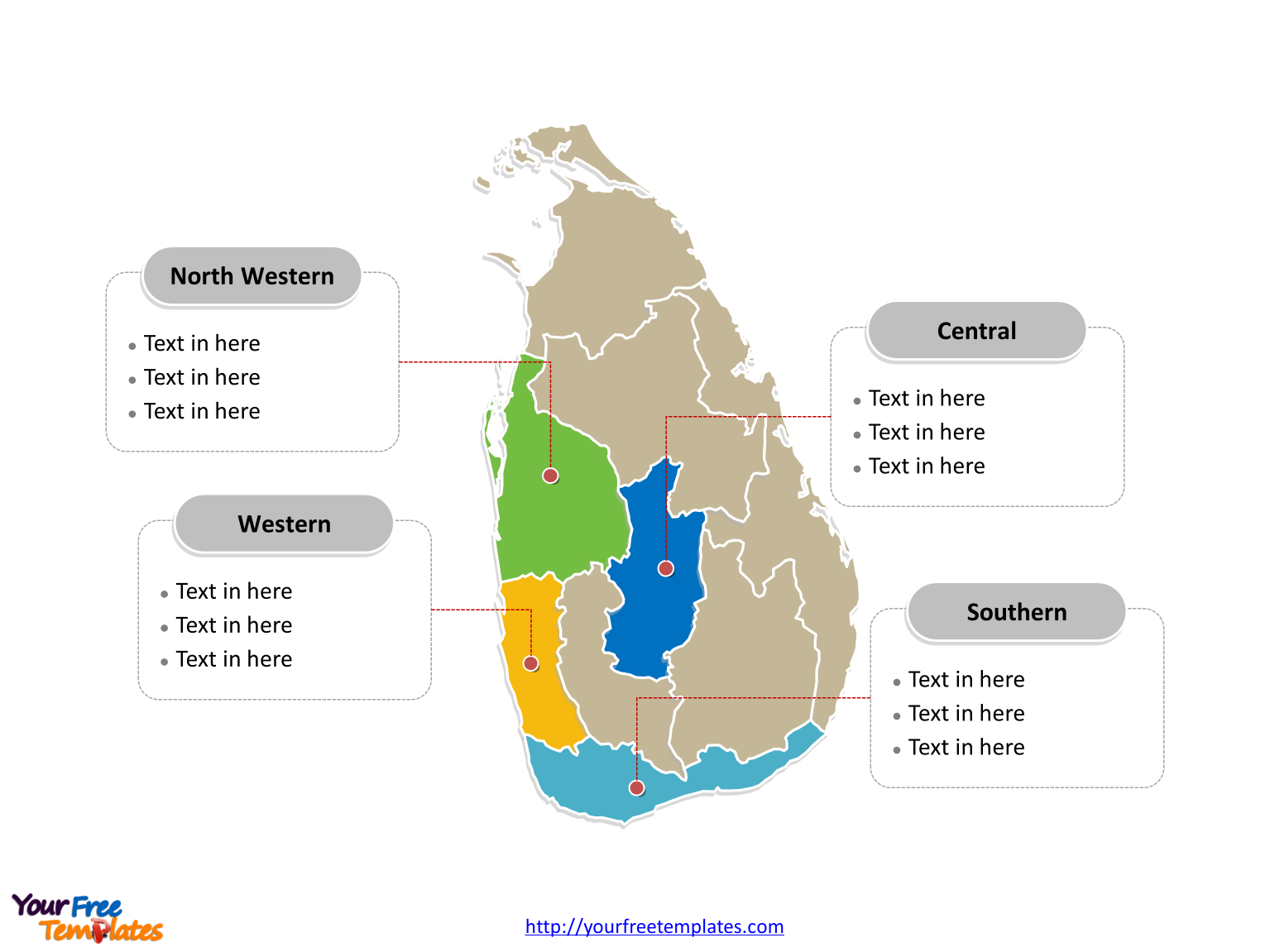 Sri Lanka Political map labeled with major provinces