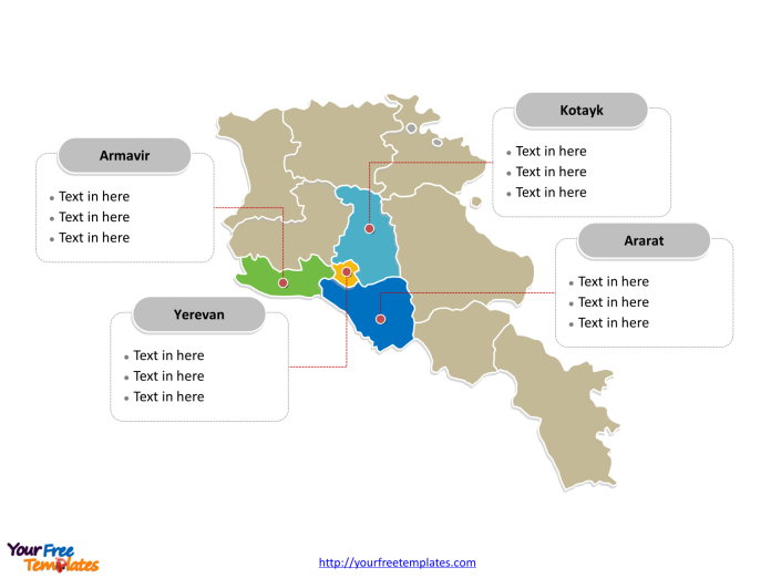 Armenia Political map label with major administration provinces