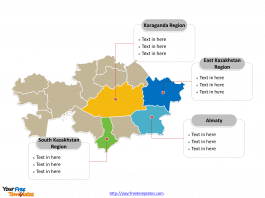 Kazakhstan Political map labeled with major regions