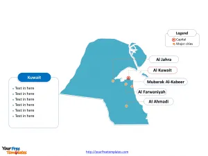 Kuwait Outline map label with cities