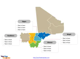 Mali Political map labeled with major regions