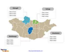 Mongolia Political map labeled with major provinces