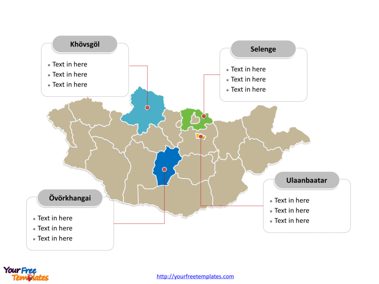 Mongolia Political map labeled with major provinces