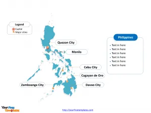 Philippines Outline map labeled with cities