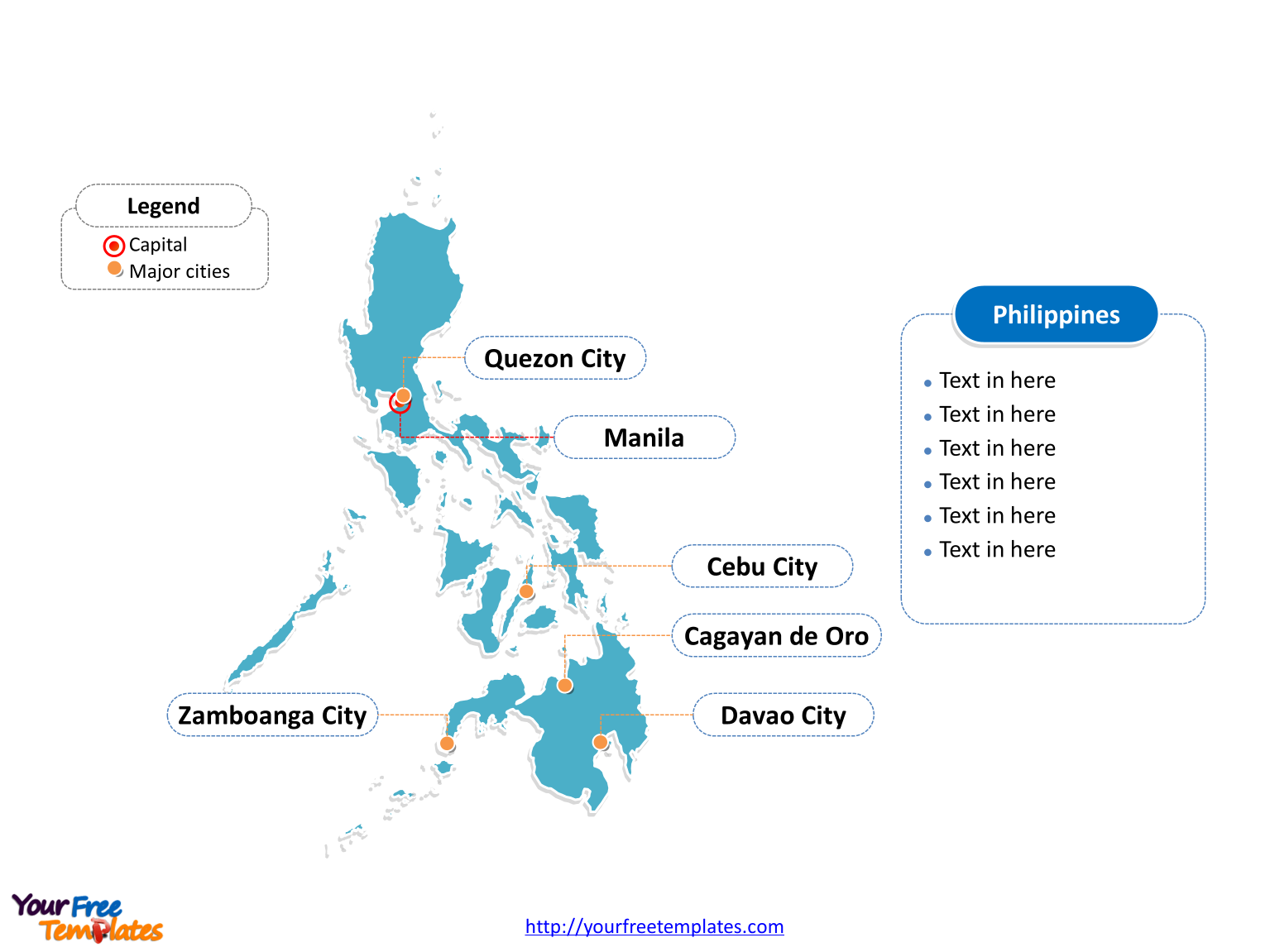 Philippines Outline map labeled with cities