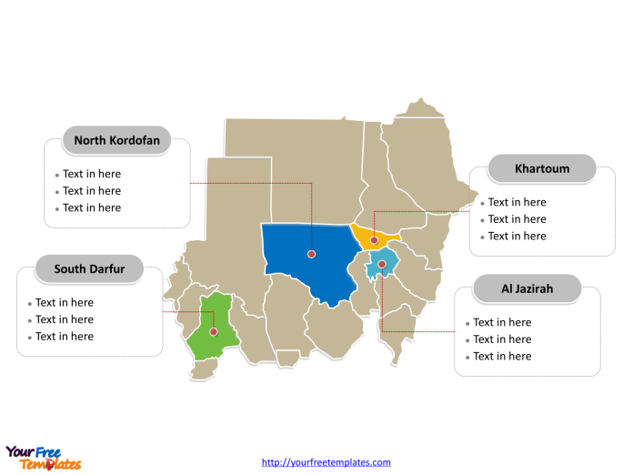 Sudan Political map labeled with major states