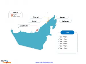 United Arab Emirates Outline map labeled with cities