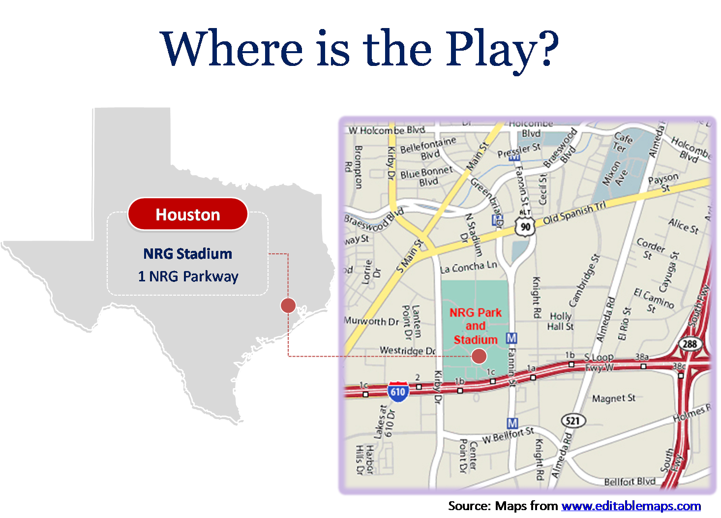 2017 Super Bowl location with outline map and Google map in PowerPoint template