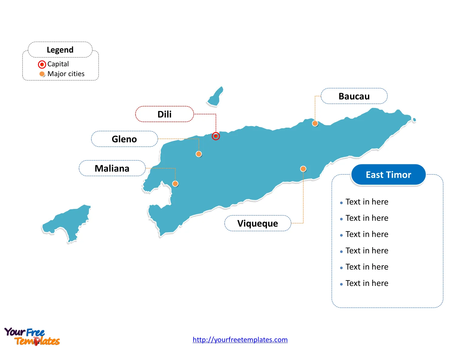 East Timor Outline map labeled with cities