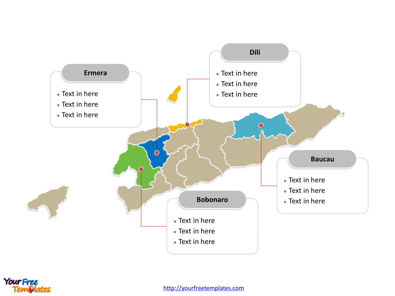 East Timor Political map labeled with major municipalities