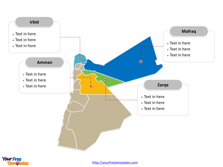 Jordan Political map labeled with major Governorates