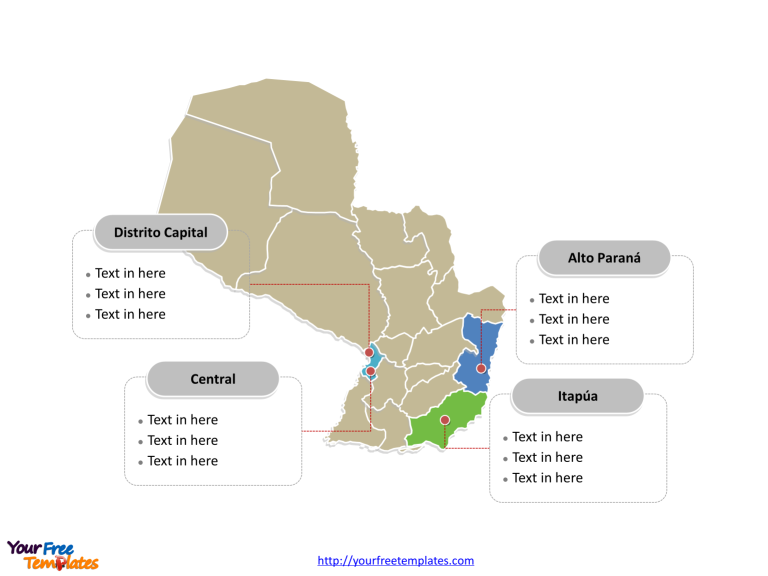 Paraguay Political map label with major administration departments