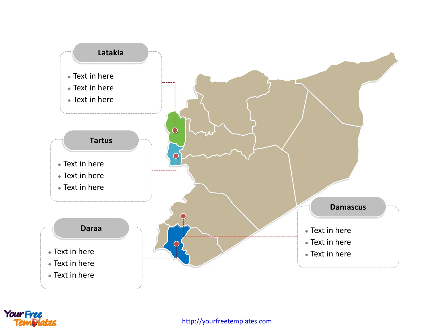 Syria Outline map labeled with cities