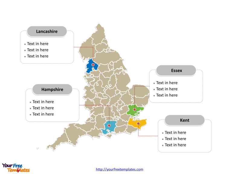 England Political map labeled with major counties