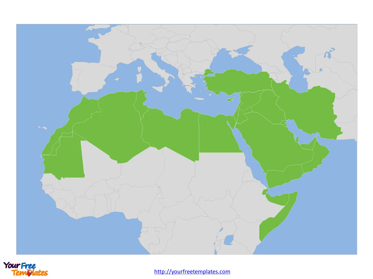 Map of MENA Region in broad definition