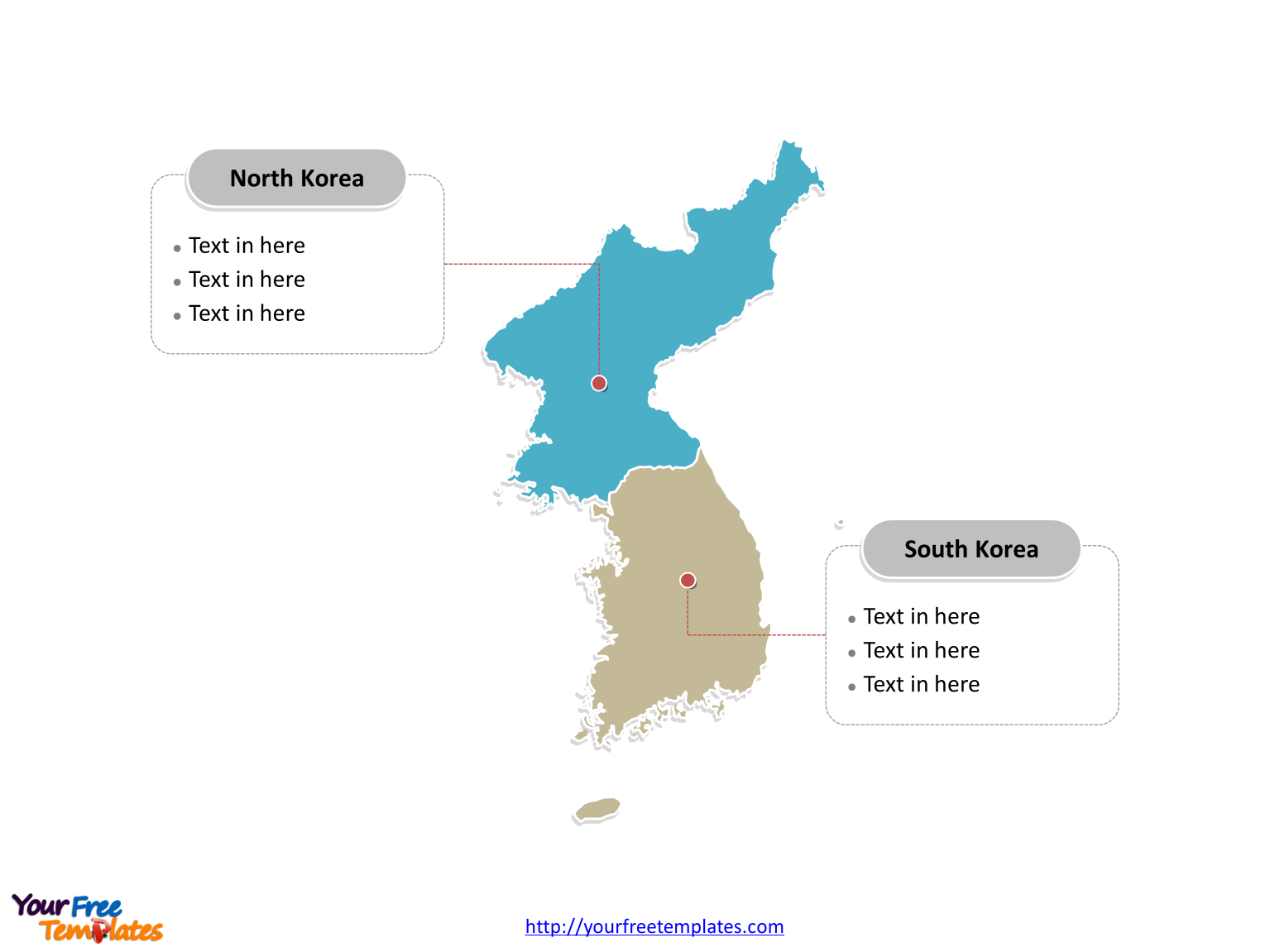 Korea Peninsula Political map labeled with two countries