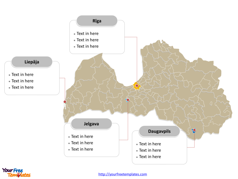 Latvia Political map labeled with major cities