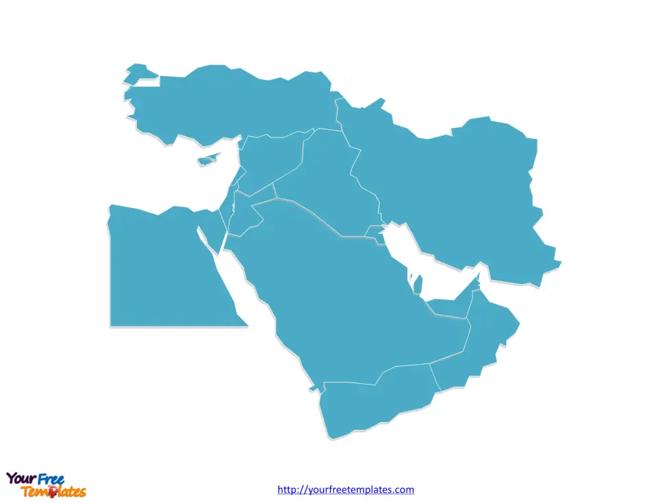 Blank Map of Middle East with countries