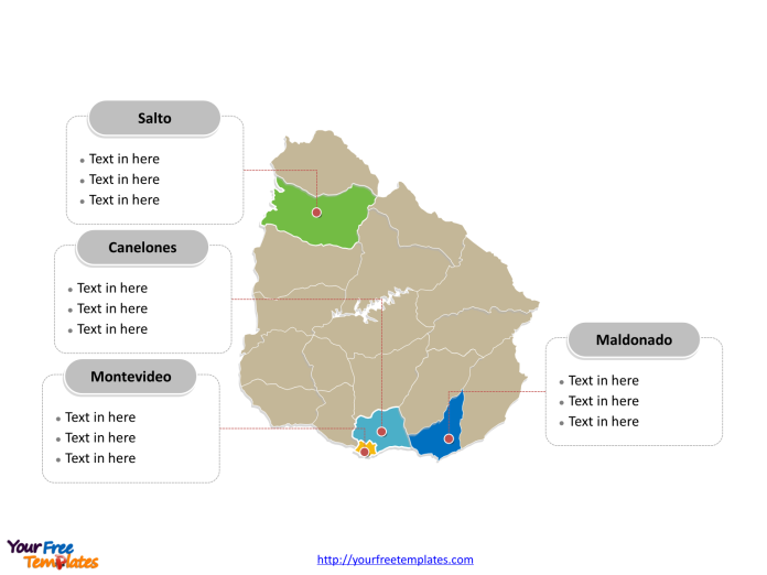 Uruguay Political map labeled with major departments