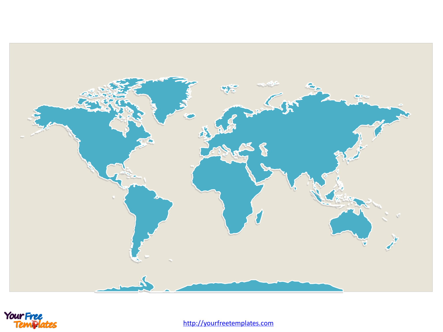 World Map With Continents Free Powerpoint Templates