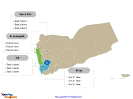 Yemen Political map labeled with major governorates