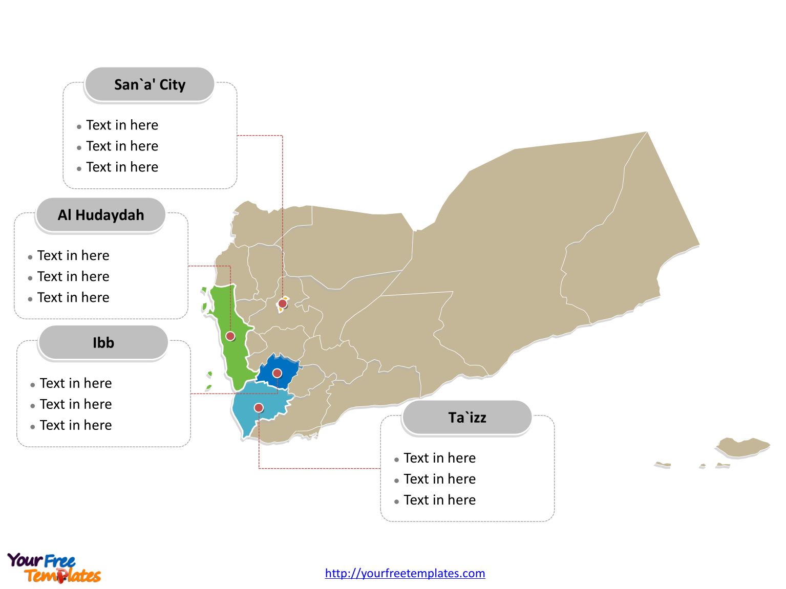 Yemen Political map labeled with major governorates