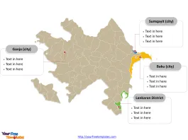 Azerbaijan Municipality map labeled with major districts and cities