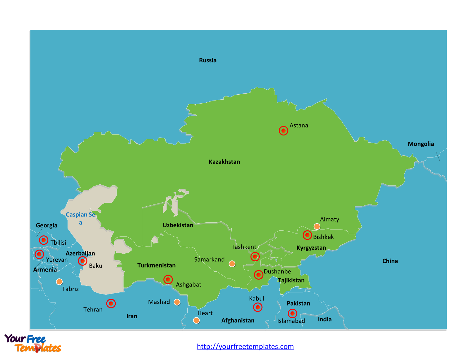 Free Central Asia And Caucasus Editable Map Free Powerpoint