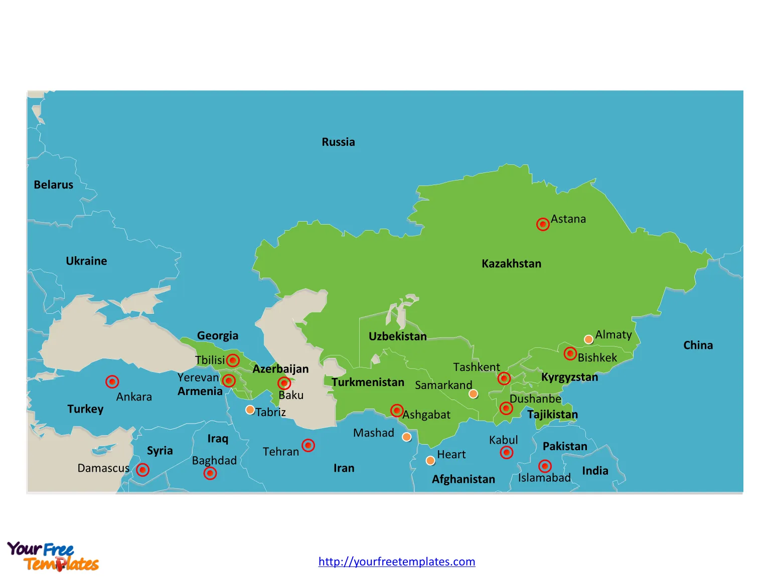 labeled map of asia