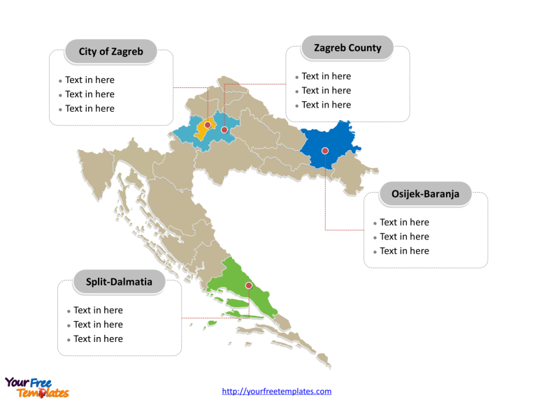 Croatia Political map labeled with major counties