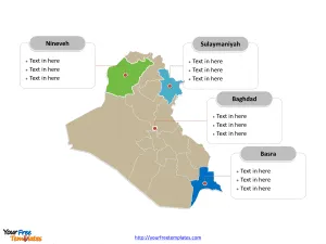 Iraq Political map labeled with major Governorates