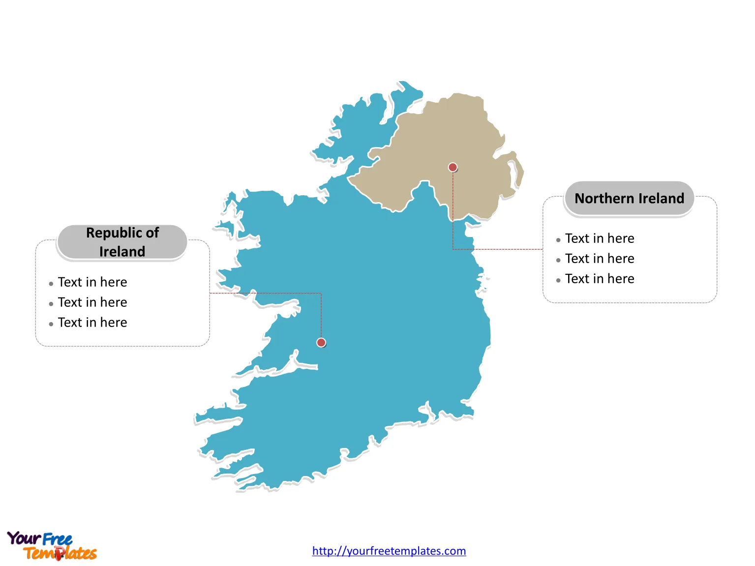 Ireland Political map labeled with Republic of Ireland and Northern Ireland.