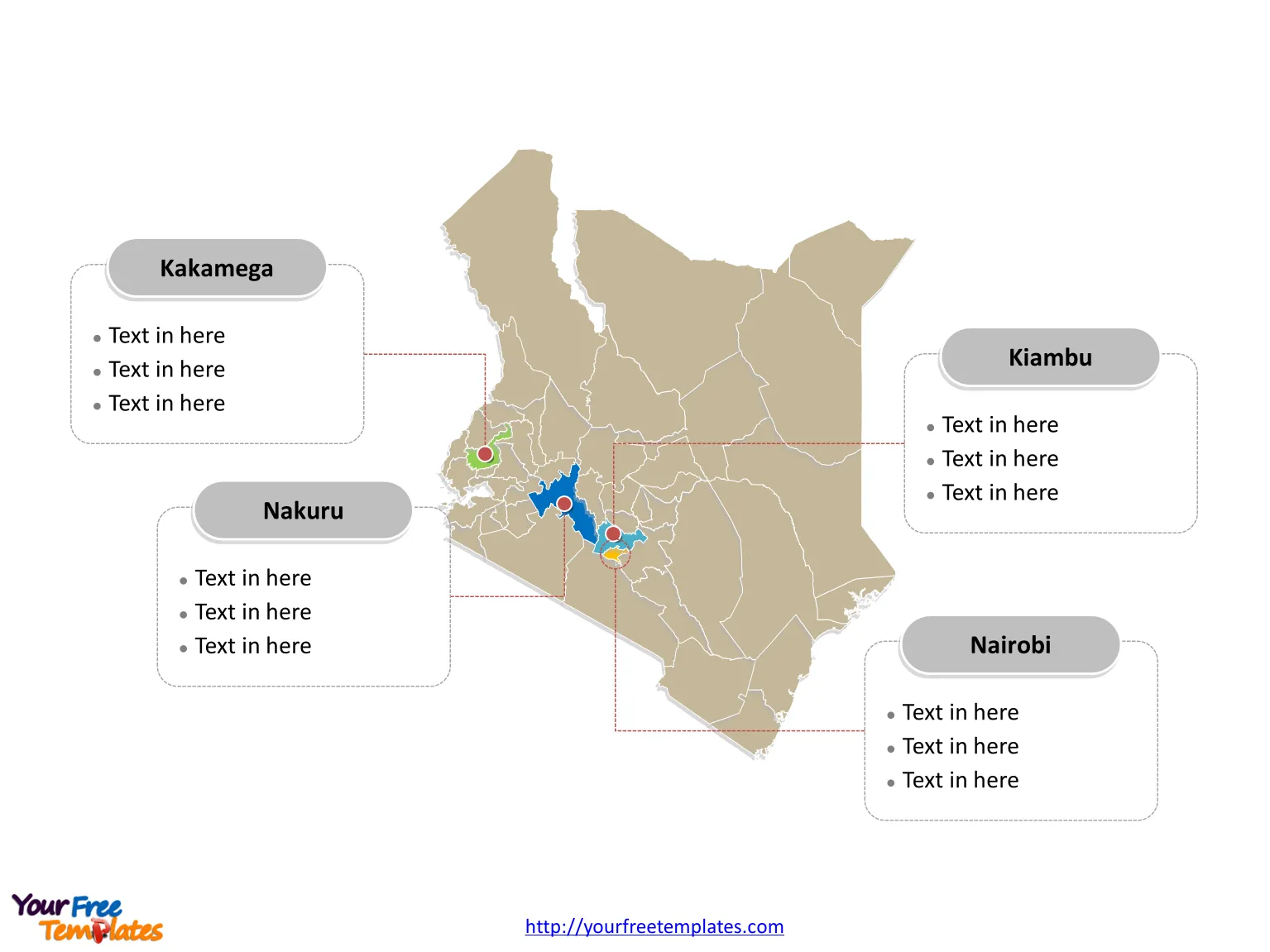 Kenya Political map labeled with major counties