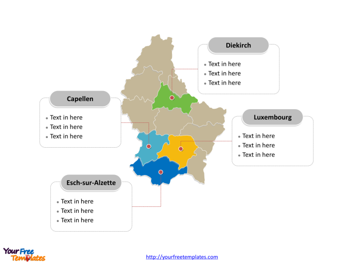 Luxembourg Political map labeled with major cantons