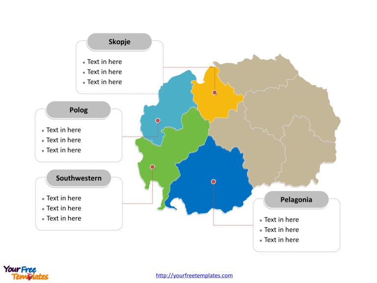 Macedonia Municipality map labeled with major statistical regions