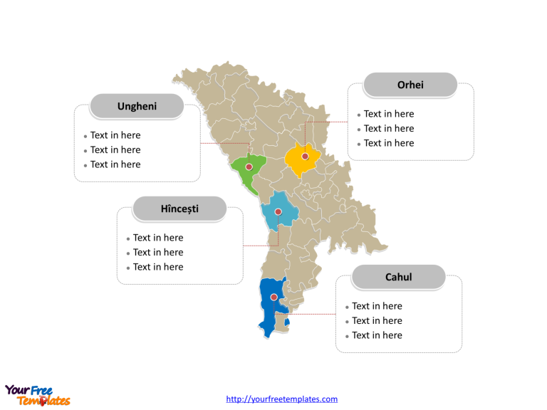 Moldova Political map labeled with major districts