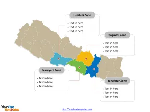 Nepal political map labeled with major zones