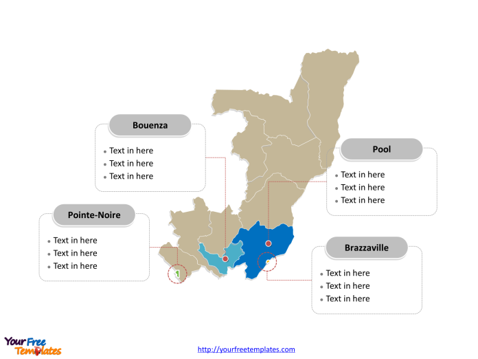Republic of the Congo Political map labeled with major departments