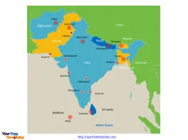 South Asia Political map labeled with major cities