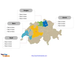 Switzerland Political map labeled with major cantons