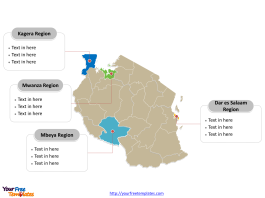 Tanzania Political map labeled with major Regions