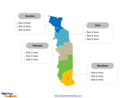 Togo Political map labeled with major regions