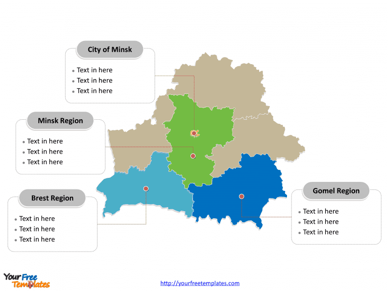 Belarus Municipality map labeled with major regions