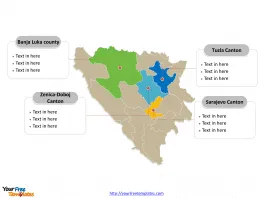 Bosnia and Herzegovina map labeled with major cantons
