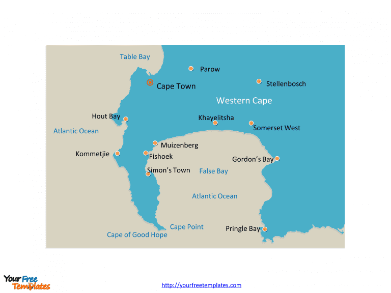 Cape of Good Hope map labeled with major cities