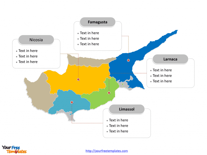 Cyprus Municipality map labeled with major districts