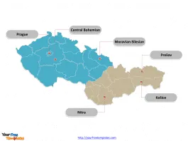 Czech-Slovakia political map labeled with major divisions