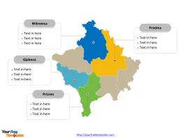 Kosovo political map labeled with major districts